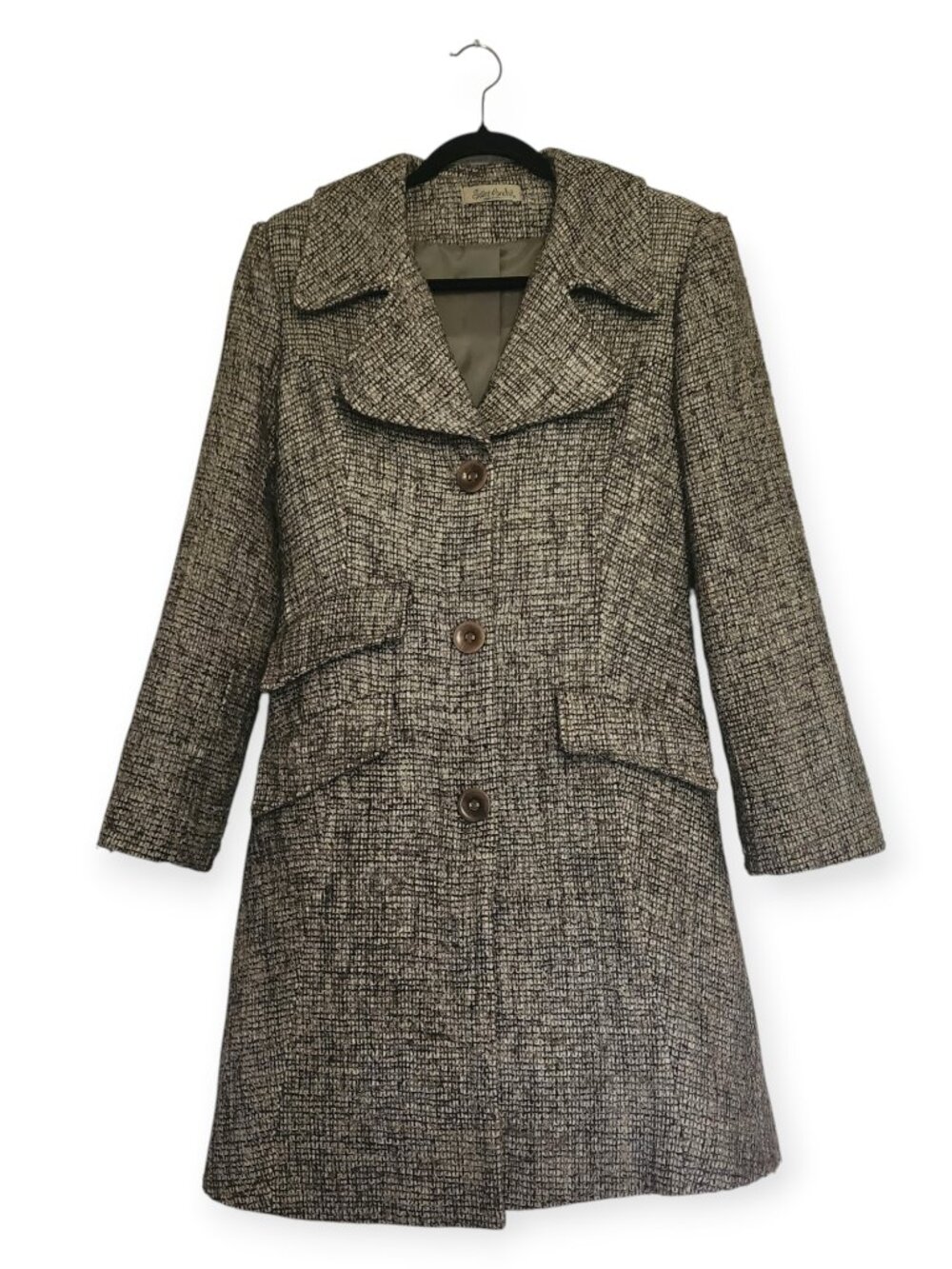 Vintage Saint André Made in Italy Women's Tweed Coat Jacket Brown Beige Size M
